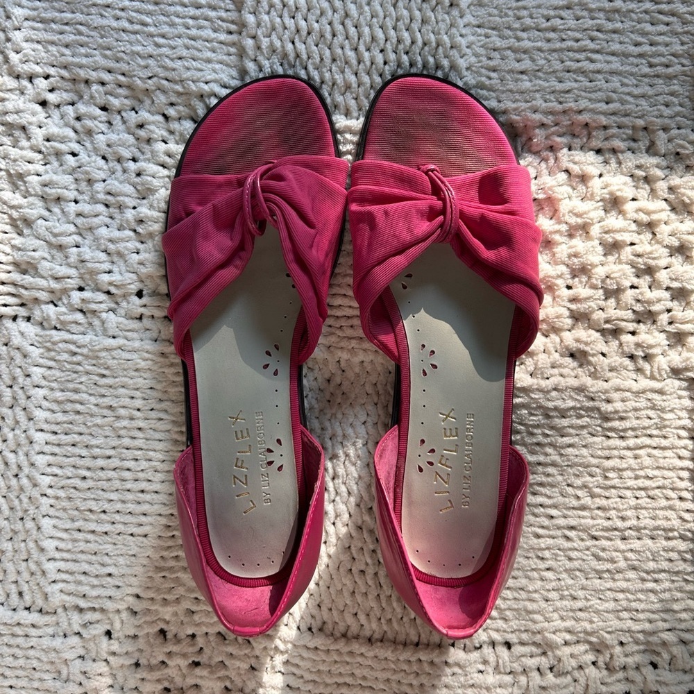 Lizflex by Liz Claiborne Hot Pink Peep Toe Sandals with Back